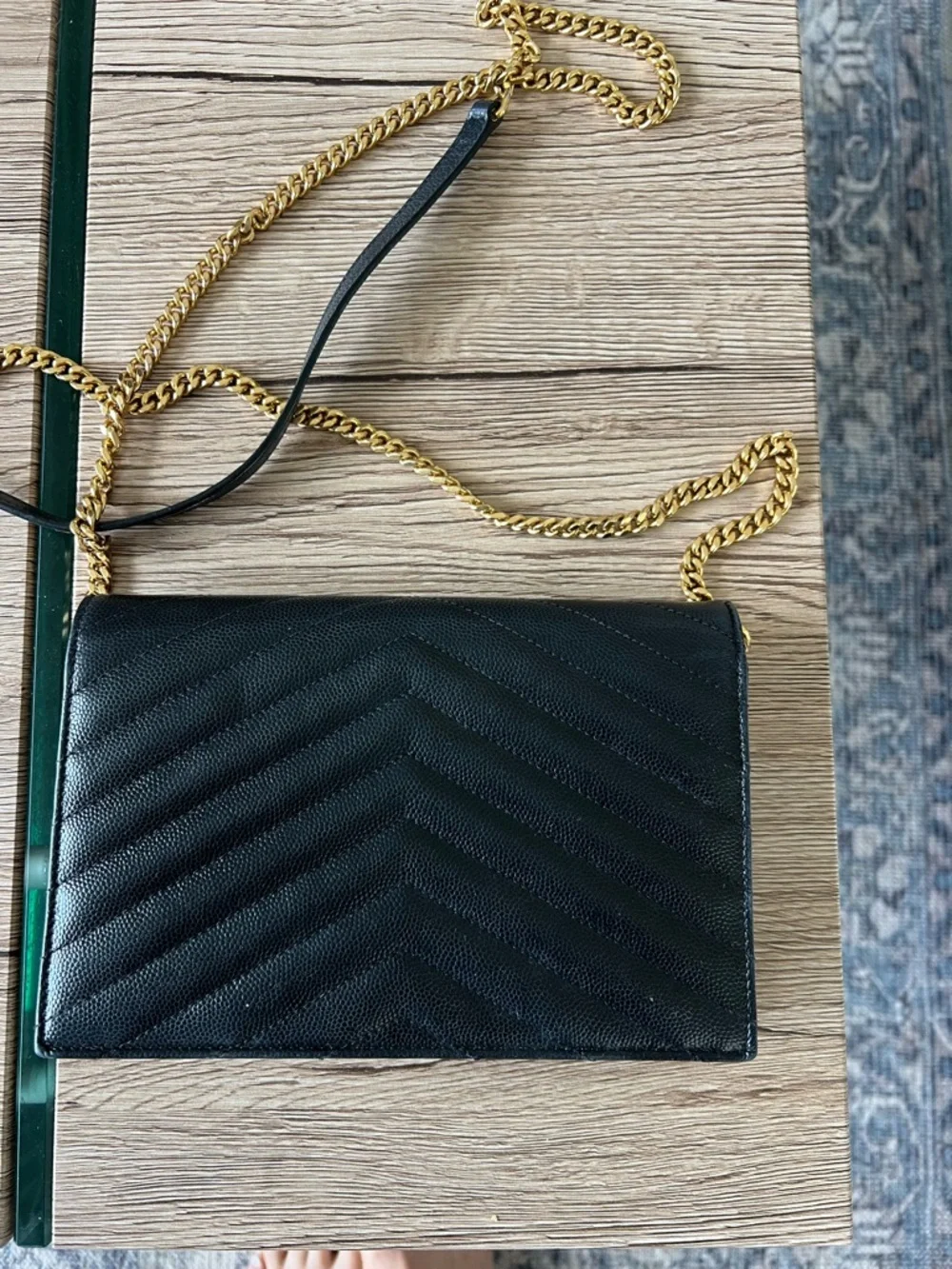 YSL Quilted Envelope Crossbody with Gold Chain - Picture 2 of 3